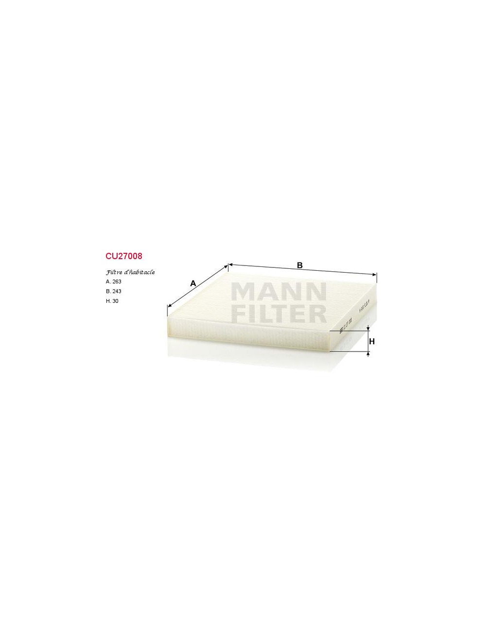 FILTRE A HABITACLE FILTRE A HABITACLE