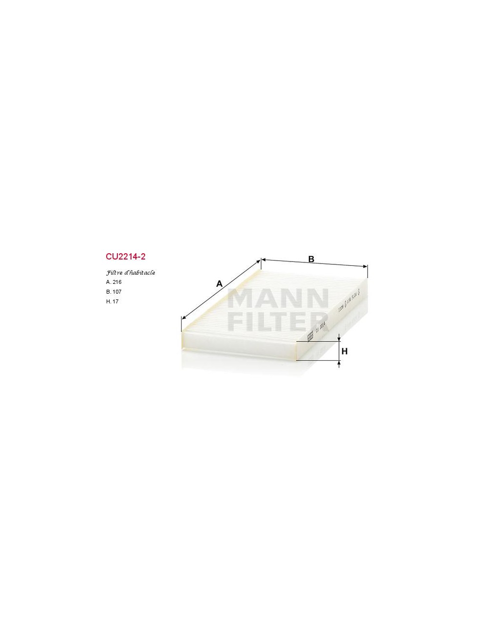 FILTRE A HABITACLE FILTRE A HABITACLE