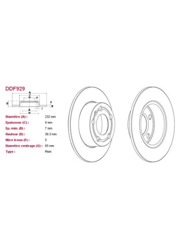 DISQUES DE FREIN VL (2P.) - DDF929