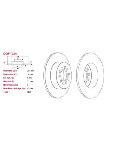 DISQUES DE FREIN VL (2P.) - DDF1224