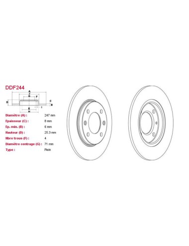 DISQUES DE FREIN VL (2P.) - DDF244