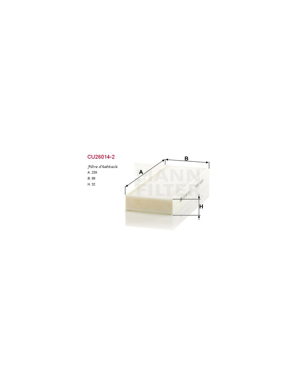 FILTRE A HABITACLE FILTRE A HABITACLE