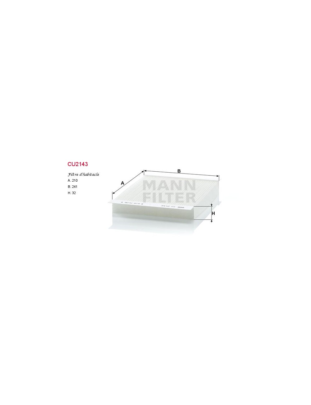 FILTRE A HABITACLE FILTRE A HABITACLE