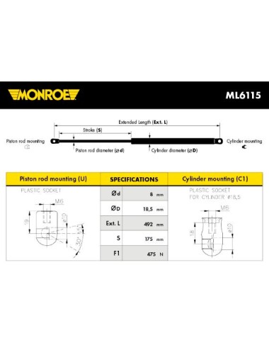 VERIN DE COFFRE CITROEN  C4
