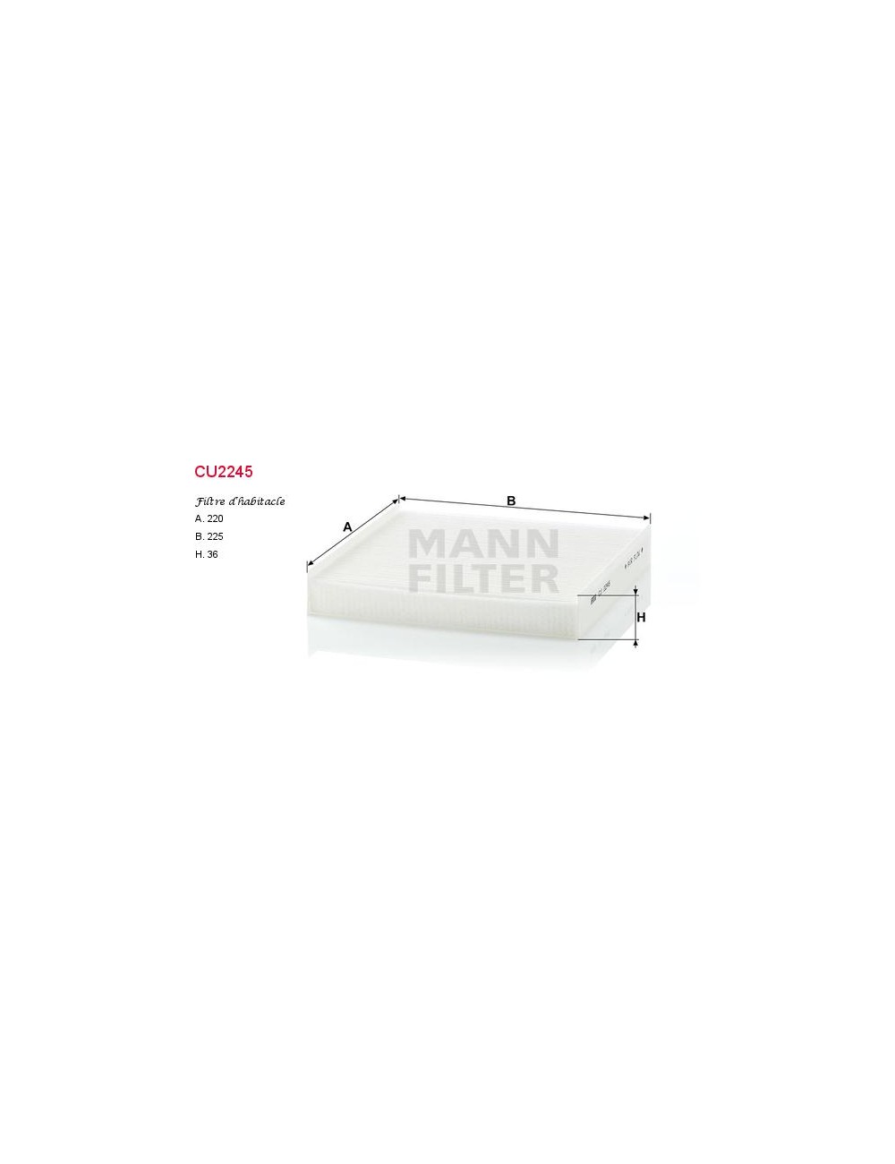 FILTRE A HABITACLE FILTRE A HABITACLE