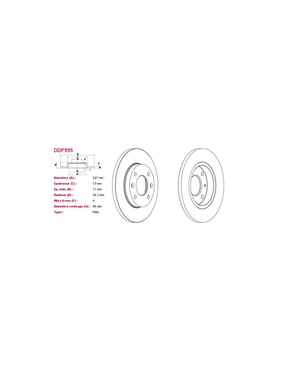 DISQUES DE FREIN VL (2P.) - DDF995