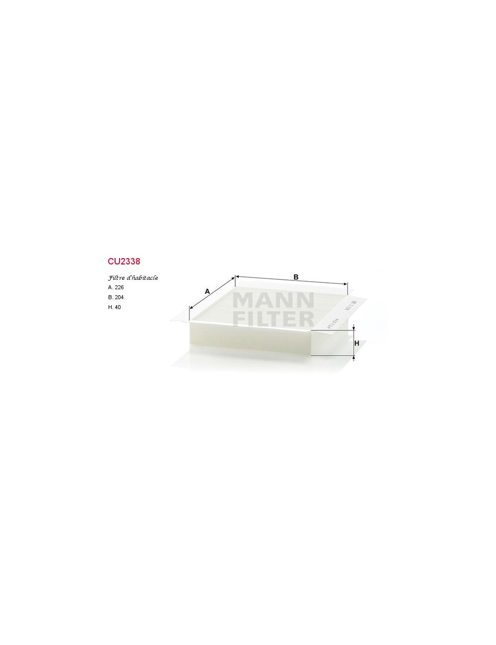 FILTRE A HABITACLE