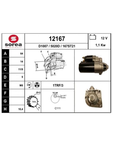 DEMARREUR VL / FIAT 500 1,2 Ess