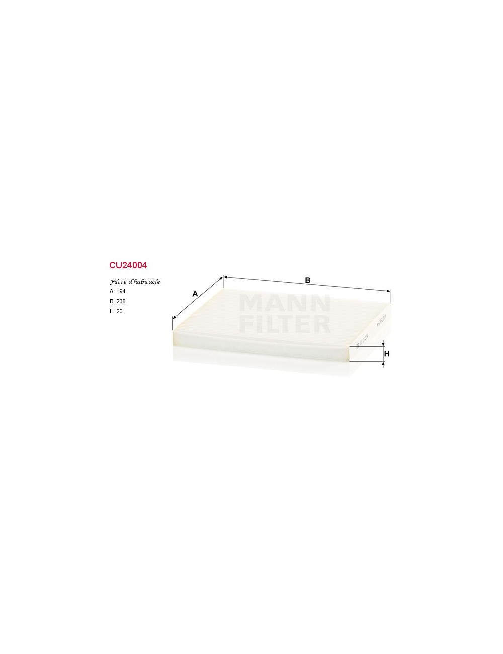 FILTRE A HABITACLE FILTRE A HABITACLE