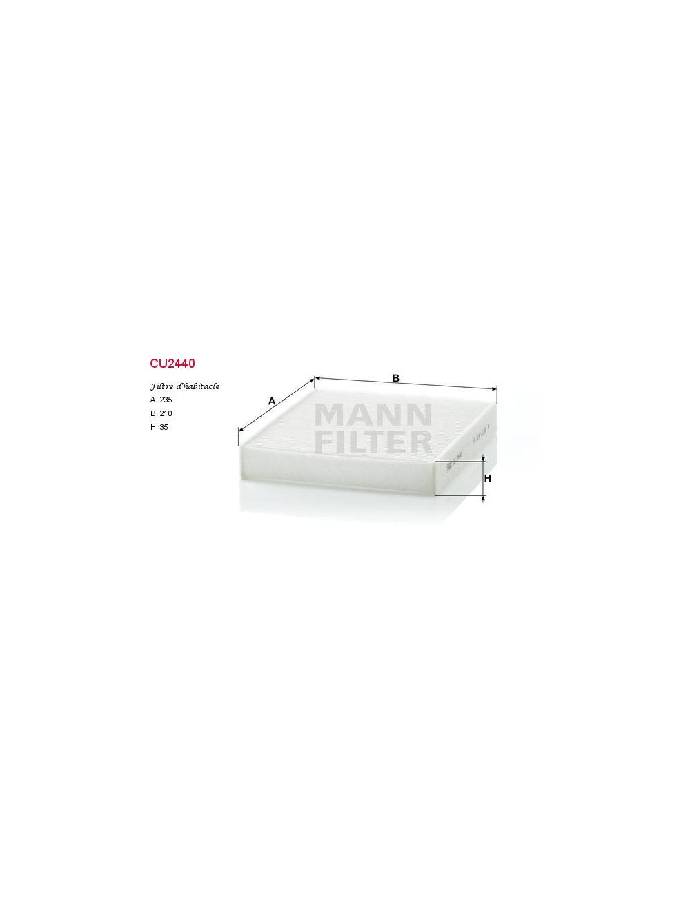 FILTRE A HABITACLE FILTRE A HABITACLE