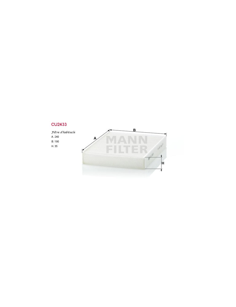 FILTRE A HABITACLE FILTRE A HABITACLE