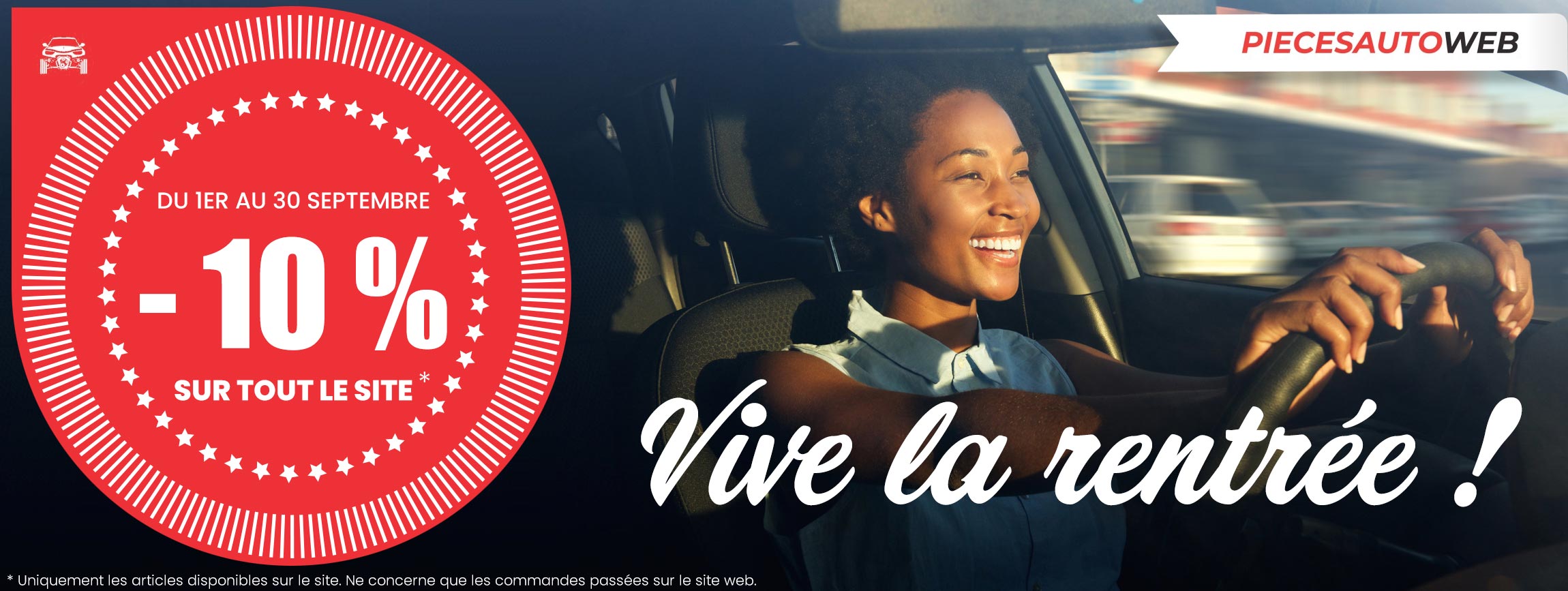 Les soldes en septembre c'est - 10% sur tout le site Pièces Auto Web !
